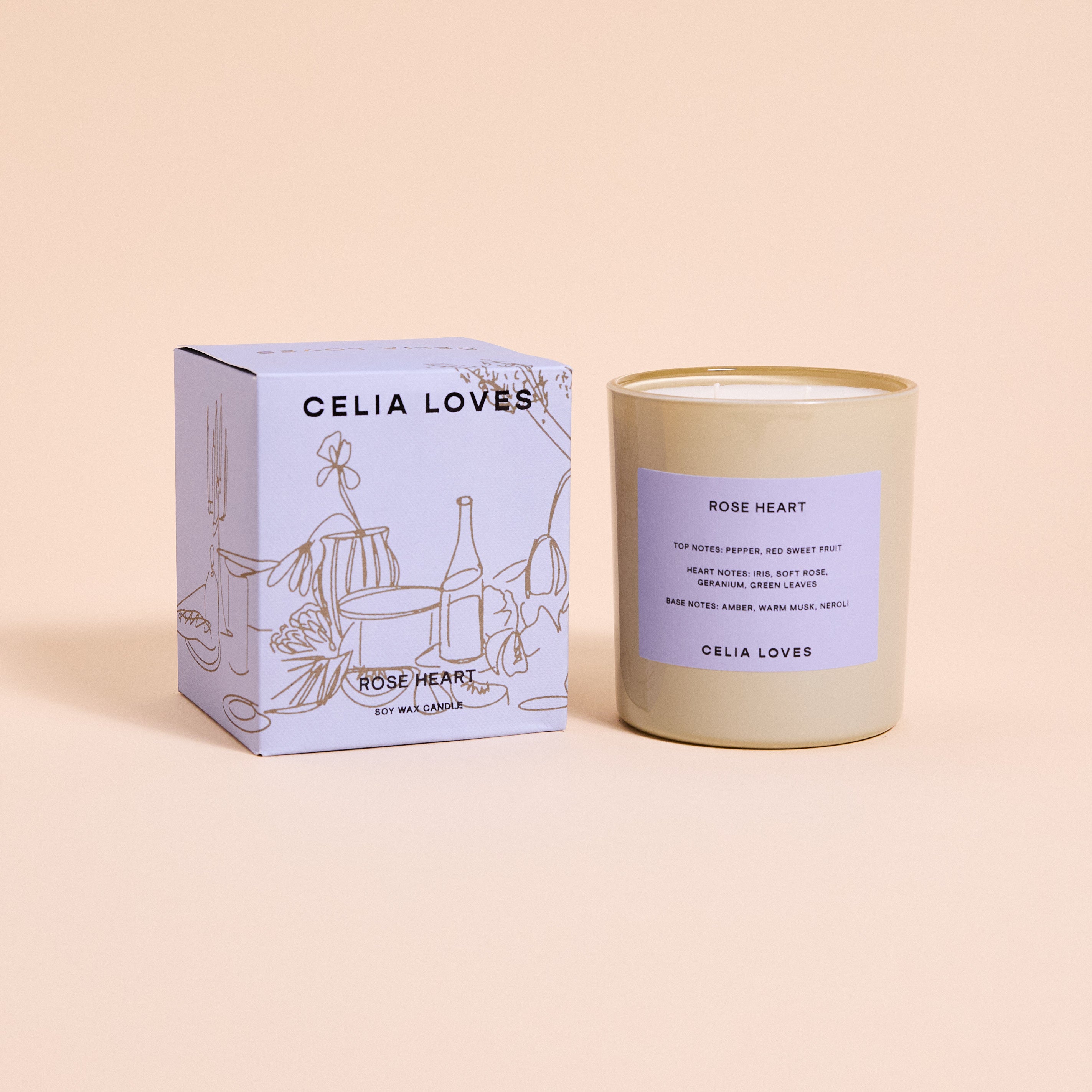 Celia Loves - Rose Heart Candle 395g