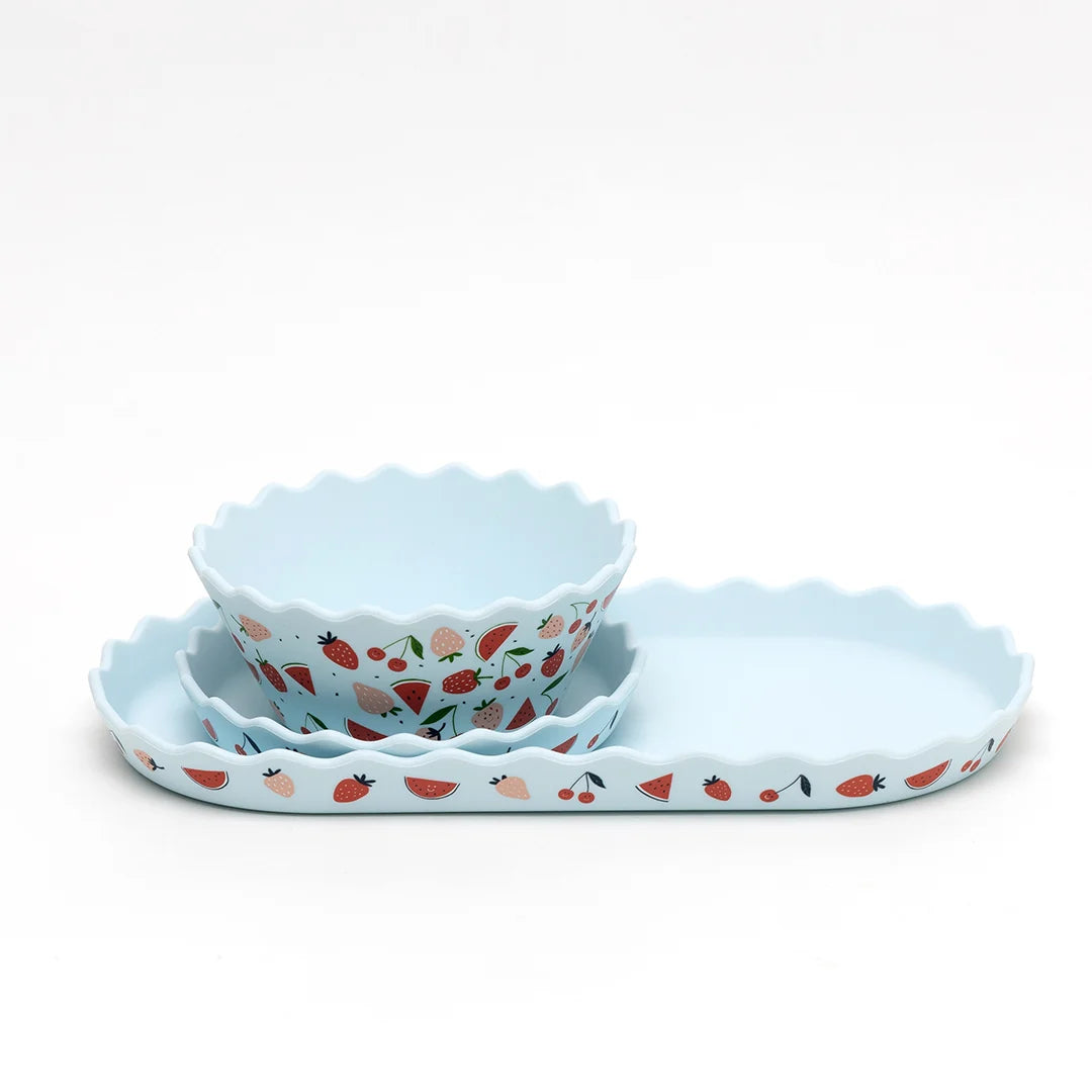 Chino Club - Blue Fruits Silicone Bowl & Plate Set
