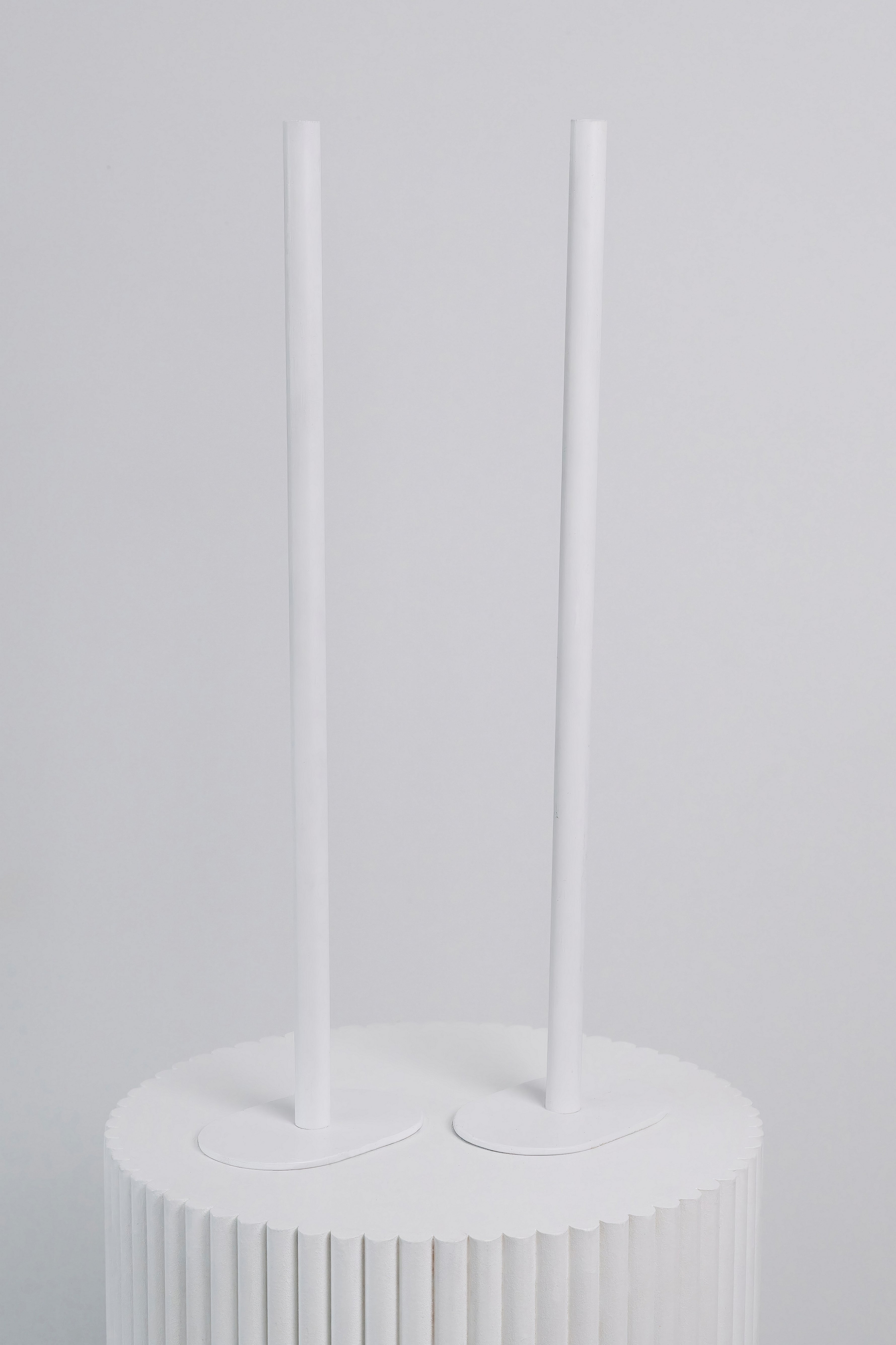 60cm White Single Stacked Bud Vessels