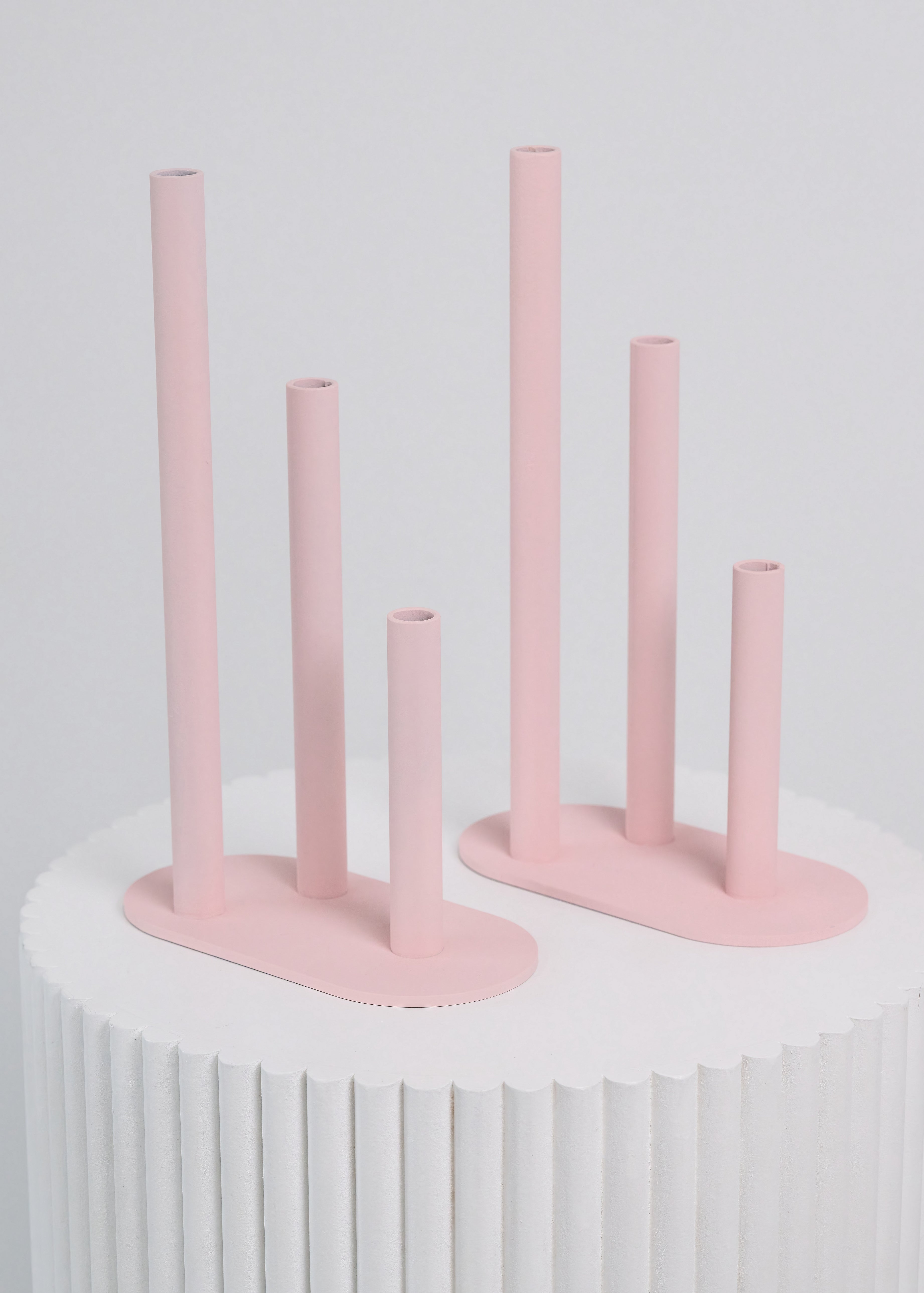 Soft Pink Trio Stacked Bud Vessels