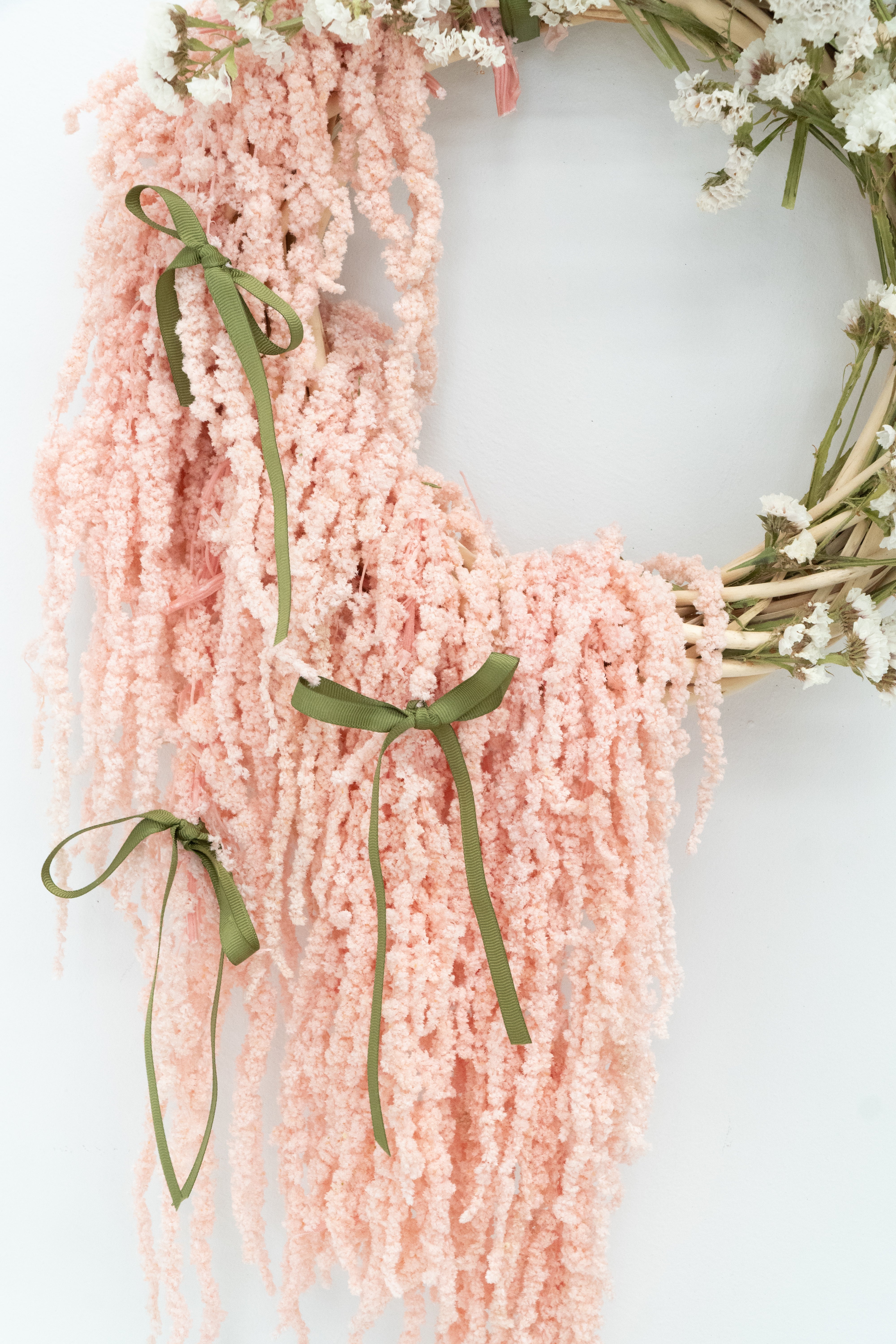 Preserved Amaranthus and Status Wreath with Olive Dainty Bow